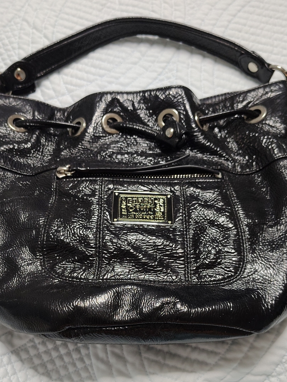 Coach Black Women’s Bucket Handbag with Front Zip Pocket
